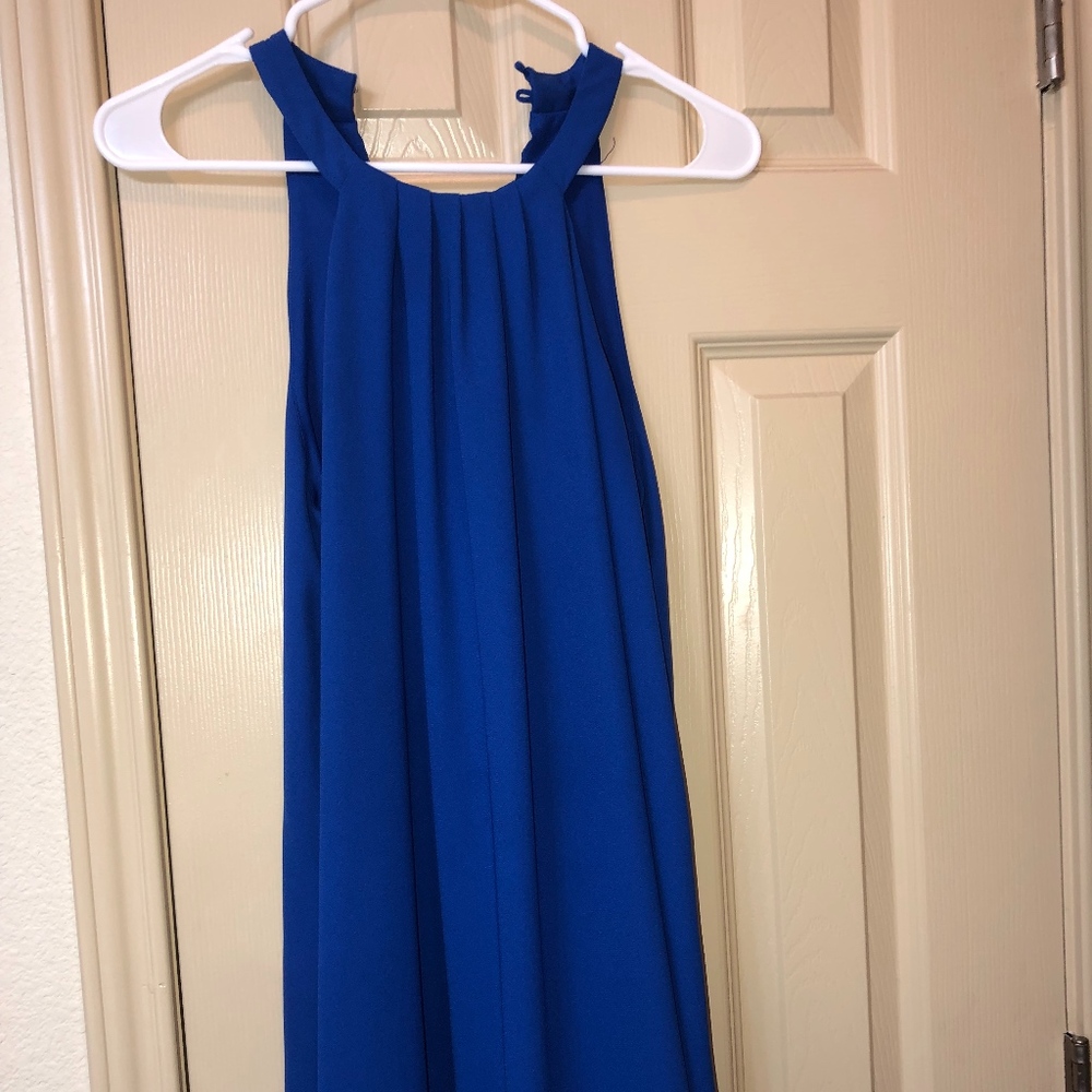 Short Formal Blue Halter Dress